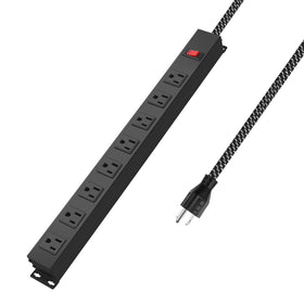 ANNQUAN 8-outlet mountable power strip with aluminum body for desk or wall setup