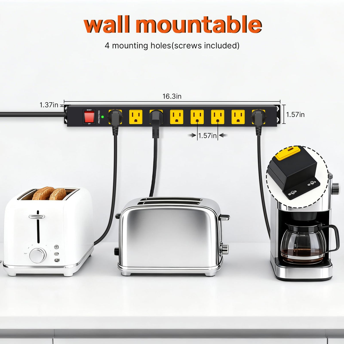 ANNQUAN back-hanging-slots enable secure mounting on walls, desks, or shelves.