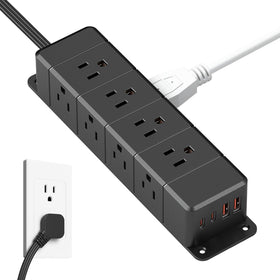 ANNQUAN front view mounted under desk showing organized outlets and fast charging