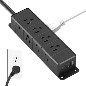 ANNQUAN front view showing 12 outlets and 4 USB ports for organized charging