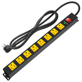 ANNQUAN metal 8-outlet power strip with mountable housing for durable, organized power access.