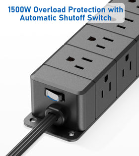 ANNQUAN mounted on desk using keyhole slots for tidy cable management