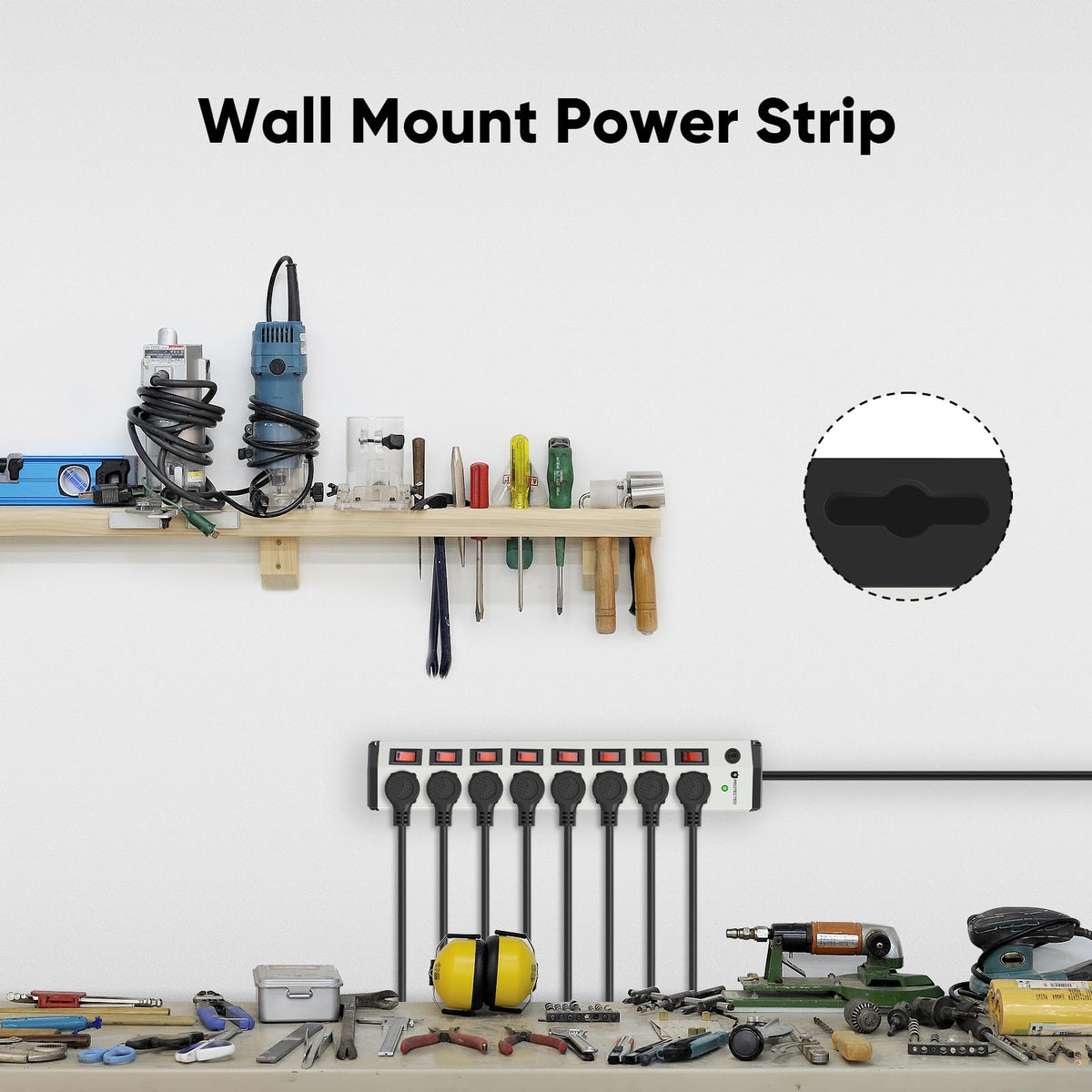 annquan mounting slots on back shown with benefit: easy wall or desk installation