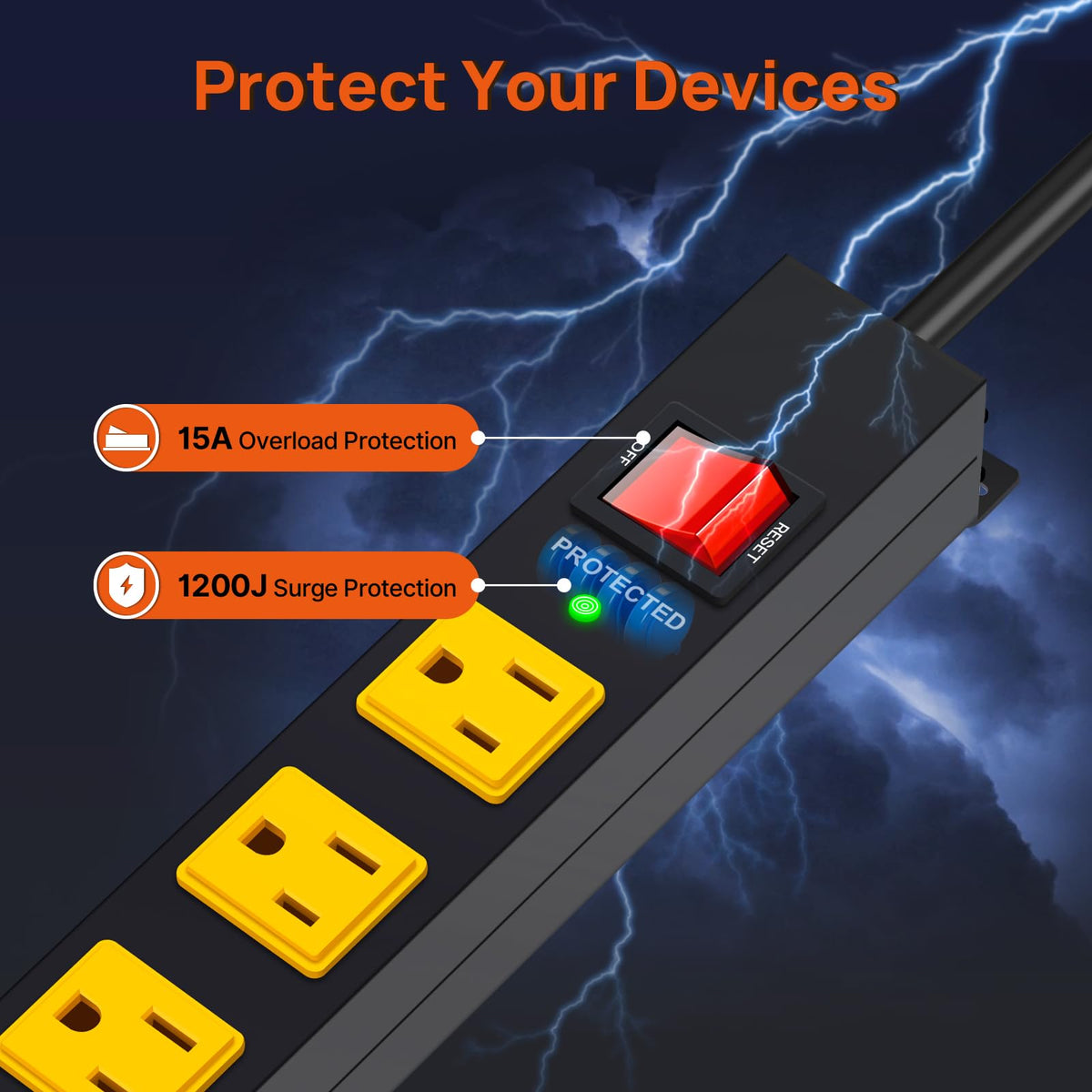 ANNQUAN wide-spaced outlets reduce blocking for bulky adapters and multi-device setups.