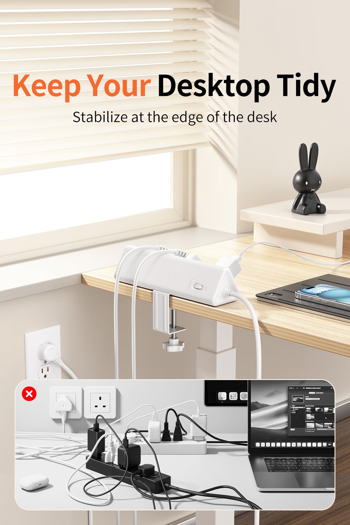 AnnTane AC outlets spacing detail preventing bulky adapter blockage benefit