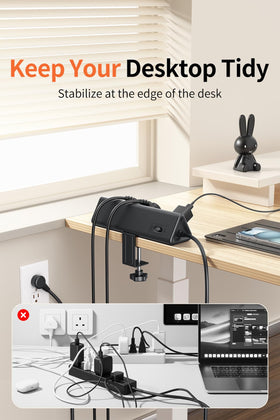 AnnTane clamp detail mounted on desk edge for secure tool-free install