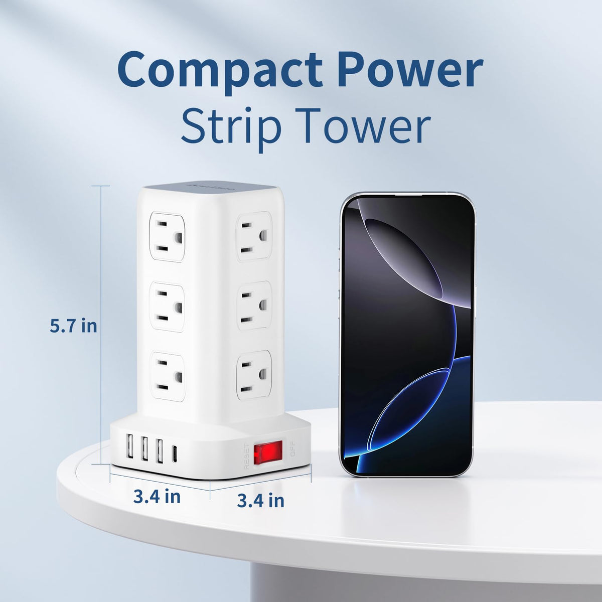 AnnTane 6.5 ft power cord stretched to show reach and placement flexibility benefit