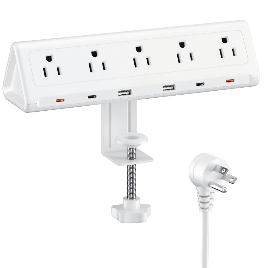 AnnTane front view showing outlets and ports for convenient desktop power