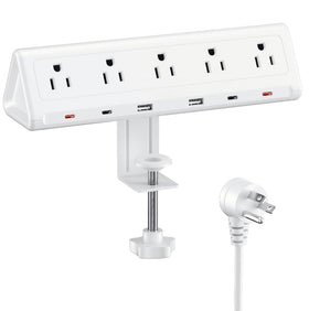 AnnTane front view showing outlets and ports for convenient desktop power