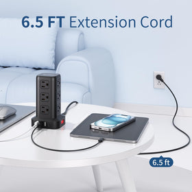 AnnTane in use on desk setup powering laptop, phone, and lamp efficiently
