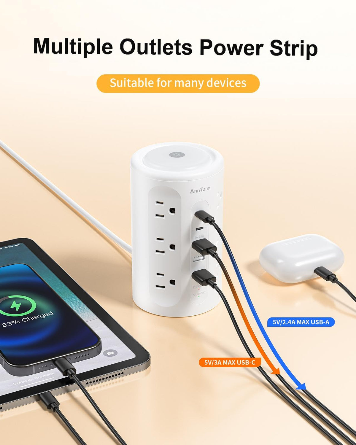 AnnTane power strip tower surge protection feature highlight
