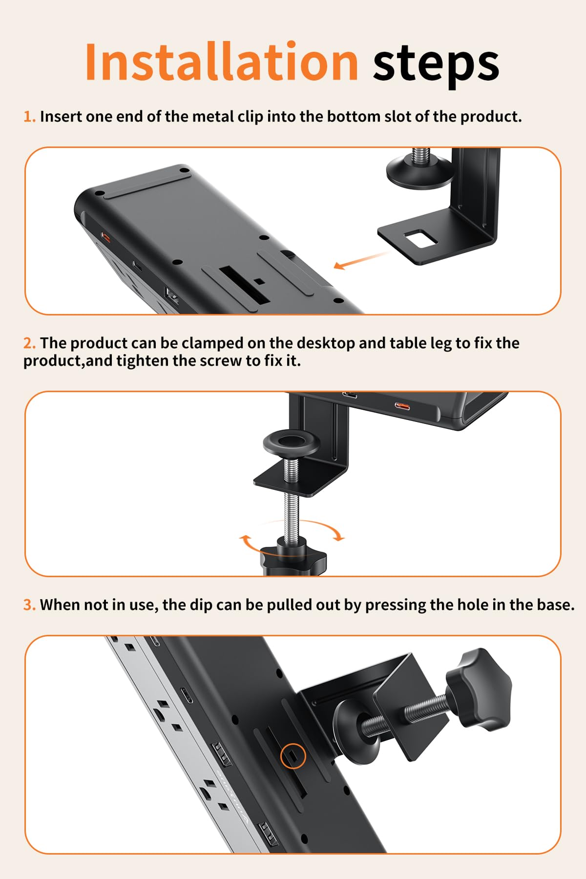 AnnTane size scale with ruler showing 2.1-inch clamp fit for desk edges