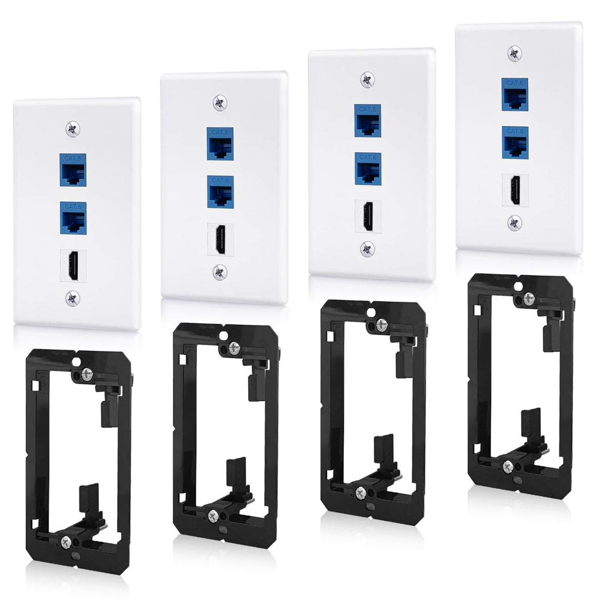 ANONION 4-pack HDMI Ethernet wall plate setup for clean home theater wiring