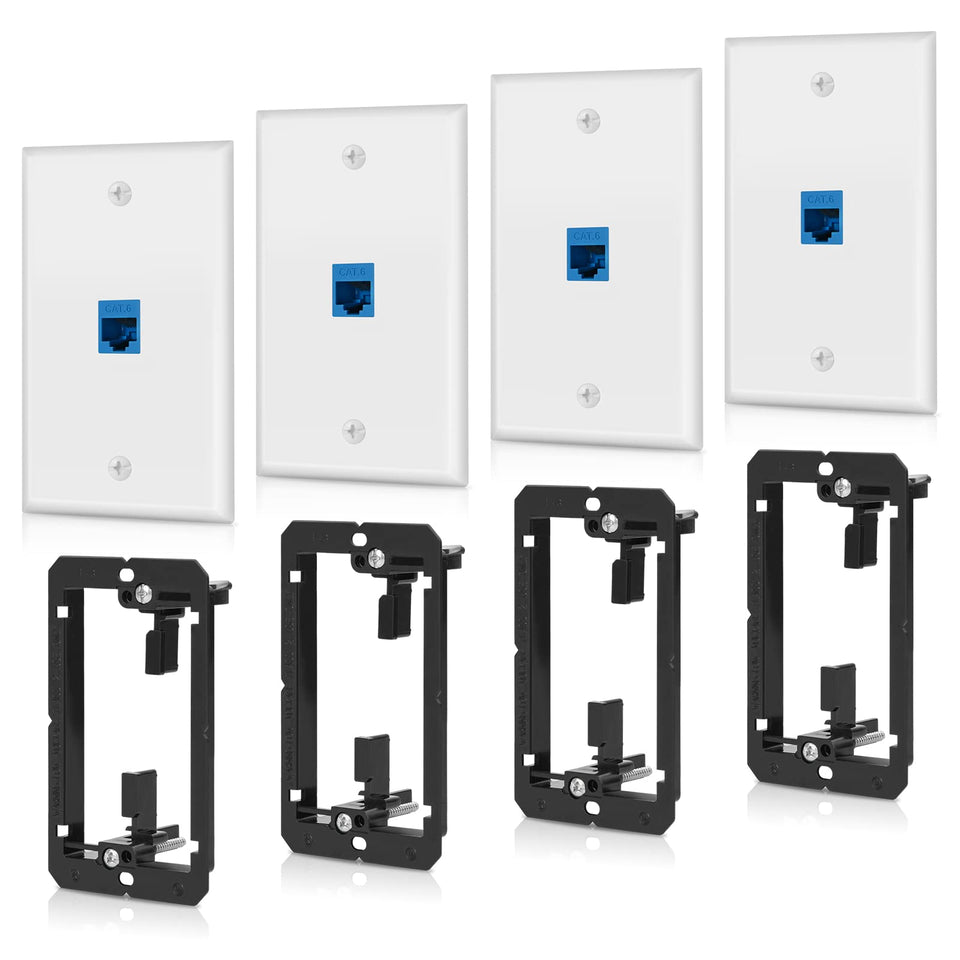 ANONION front view of four packaged wall plates showing neat wall appearance benefit