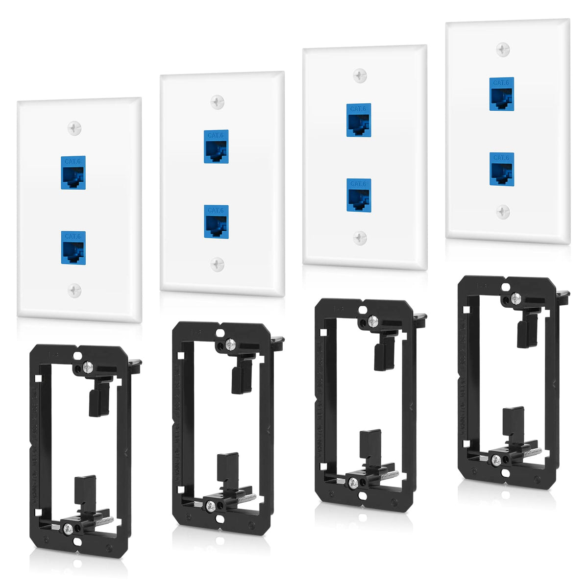 ANONION front view of two-port white wall plate showing clean finish and tidy installation benefit