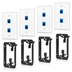 ANONION front view of two-port white wall plate showing clean finish and tidy installation benefit