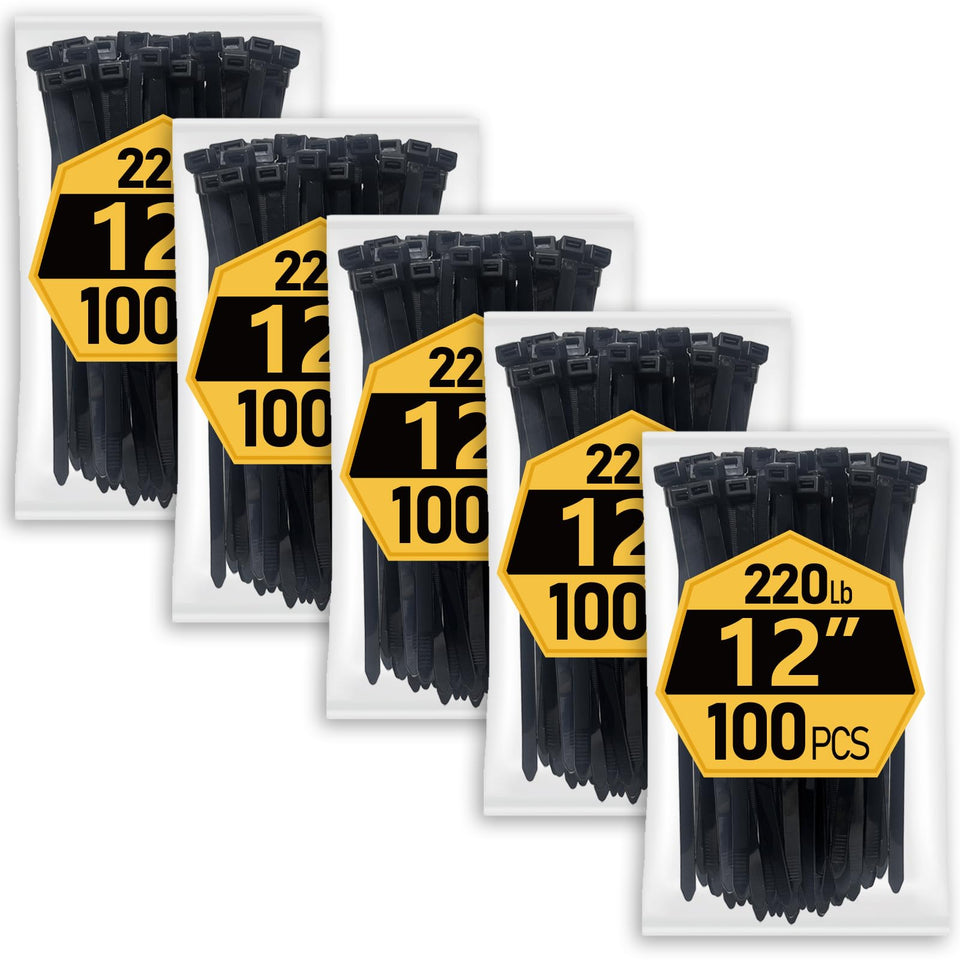 ANOSON front packaging showing 500 black 12-inch ties, durable supply