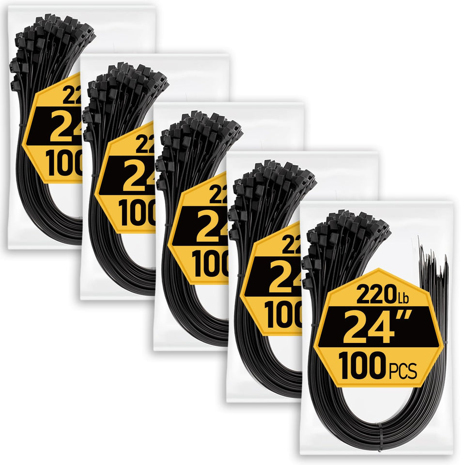 ANOSON heavy-duty 24-inch zip ties in a 500-pack for large projects.