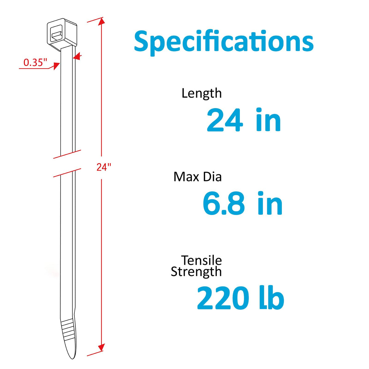 ANOSON UV-resistant nylon zip tie 24 inch for outdoor use.