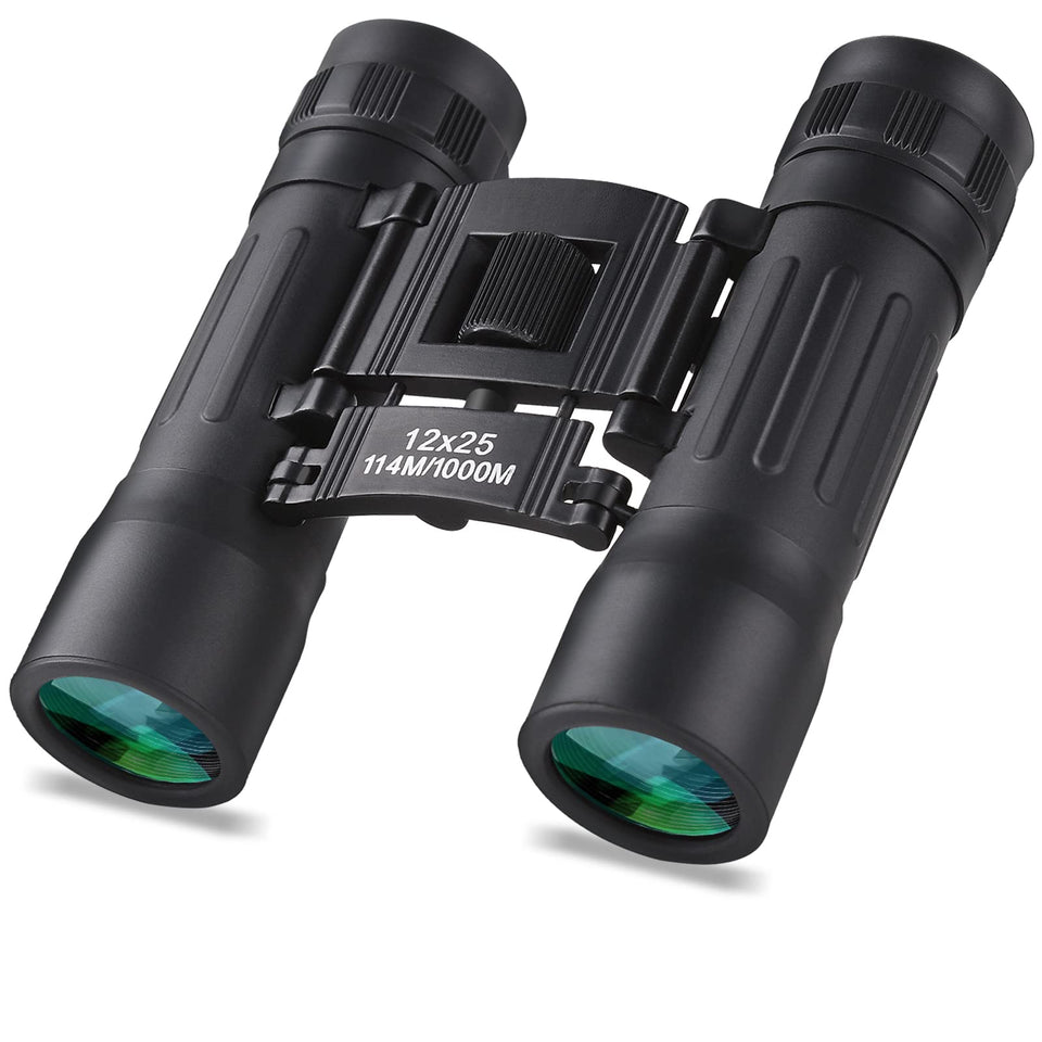 Anourney 12x25 binoculars with large eyepiece for comfortable birdwatching.