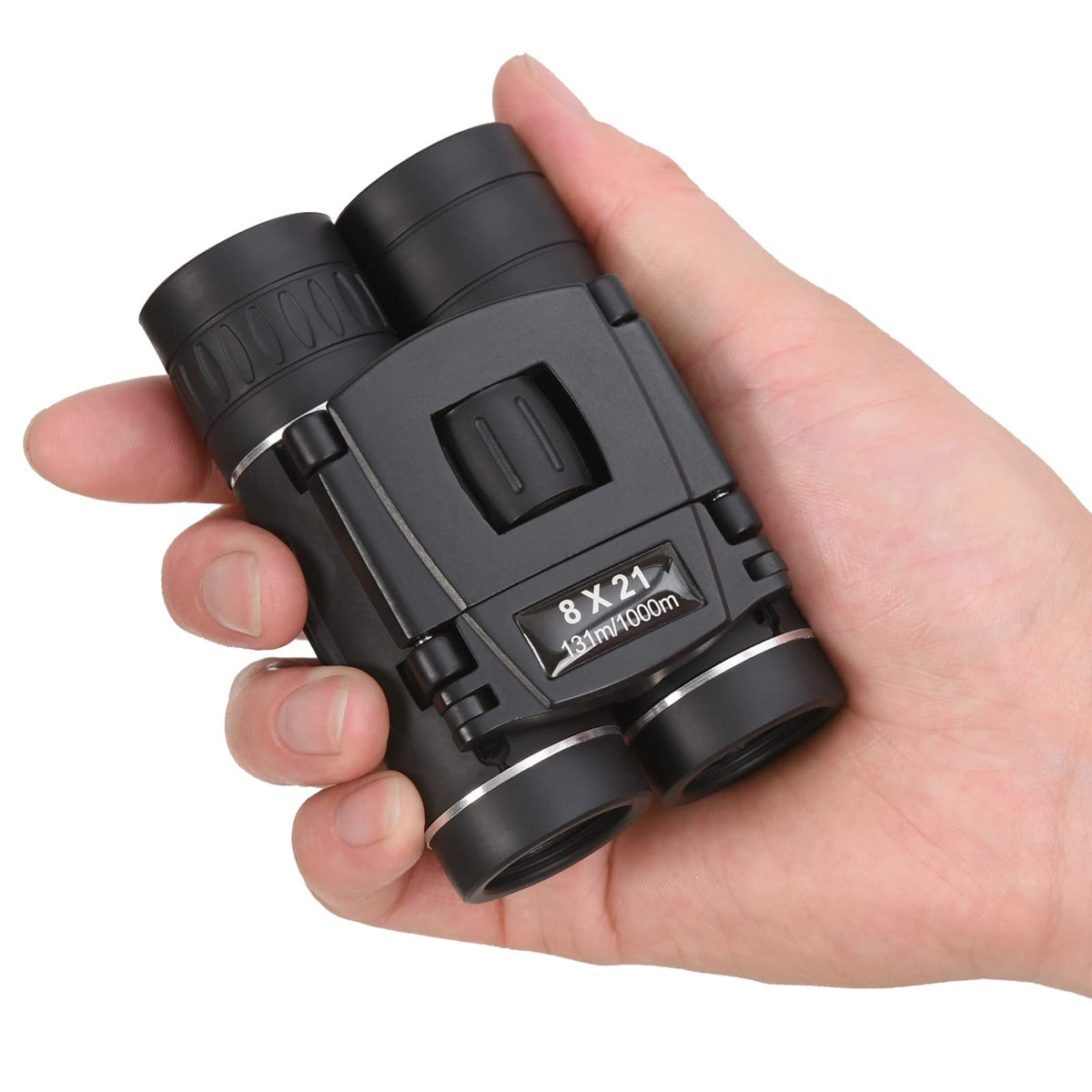 Anourney 8x21 mini pocket binoculars folded compact design for easy carrying.