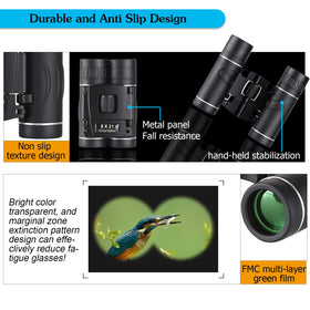 Wide 8x21 optics offer a bright, clear view for concerts and sports.