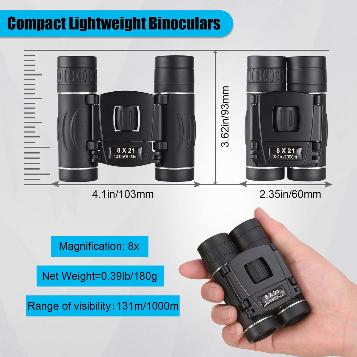 Anourney binoculars in compact design, ideal for travel and outdoor adventures.