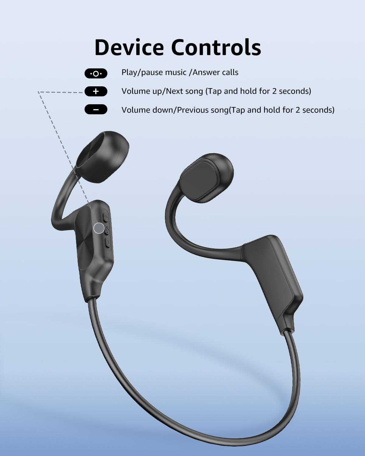 ANOUV headphones in a hand showing lightweight 26g size and comfortable fit