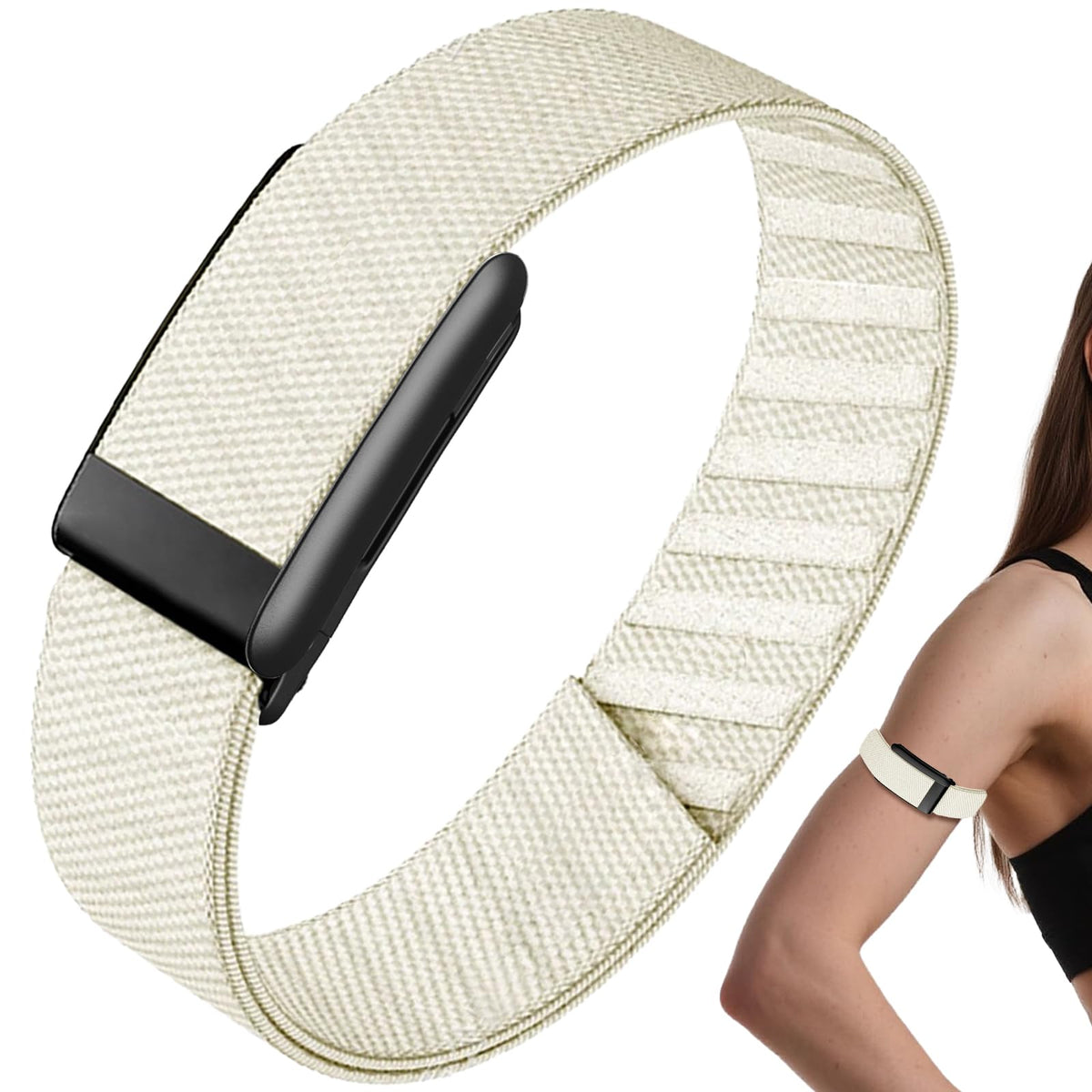 Anpzband nylon bicep band adjustable strap on Whoop 5.0 for a secure fit.