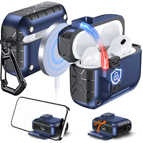 Anqrp MagArmor Auto-Open AirPods Pro blue front view highlights quick access and rugged protection