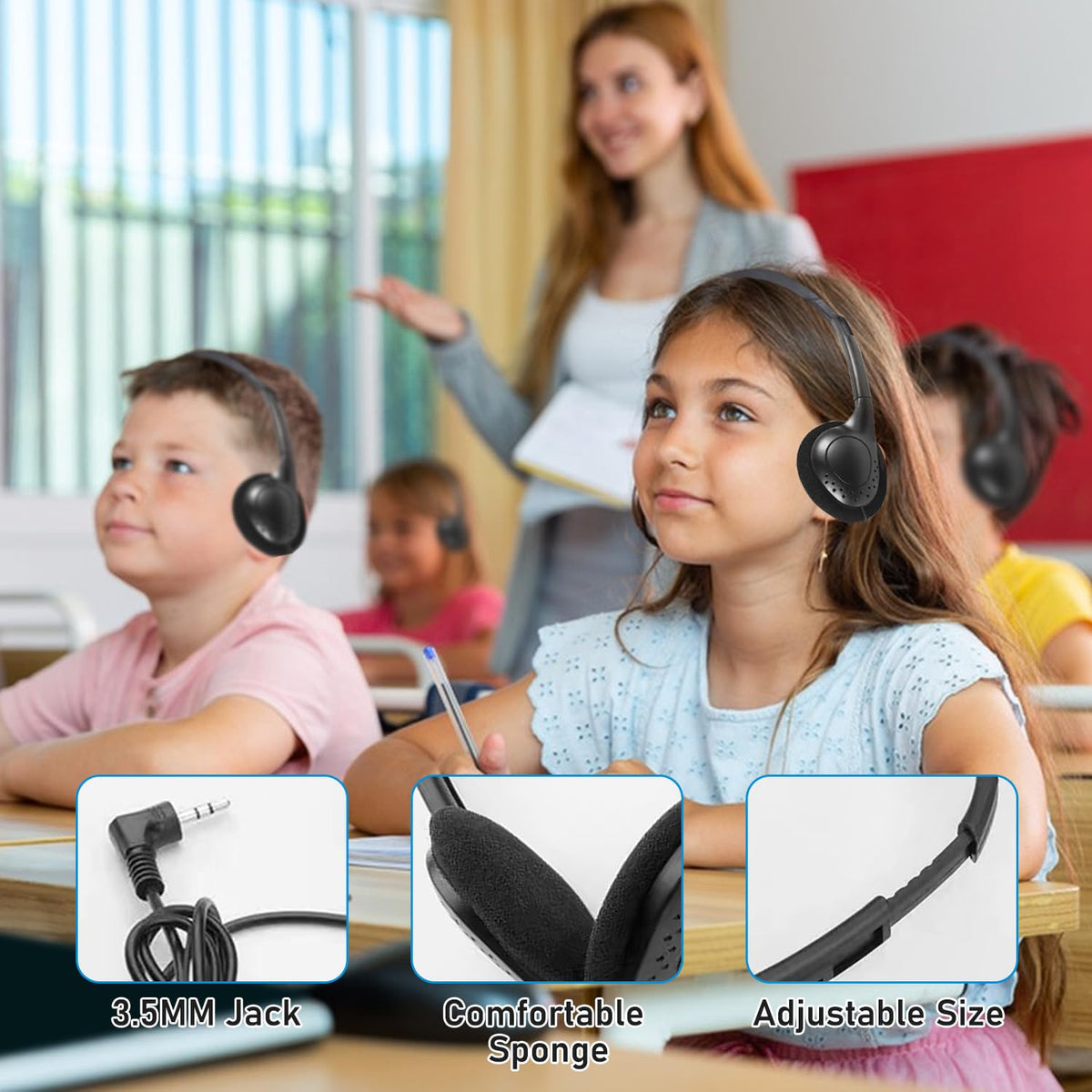 Anrgterg headphones worn by student at computer improving focus during lessons