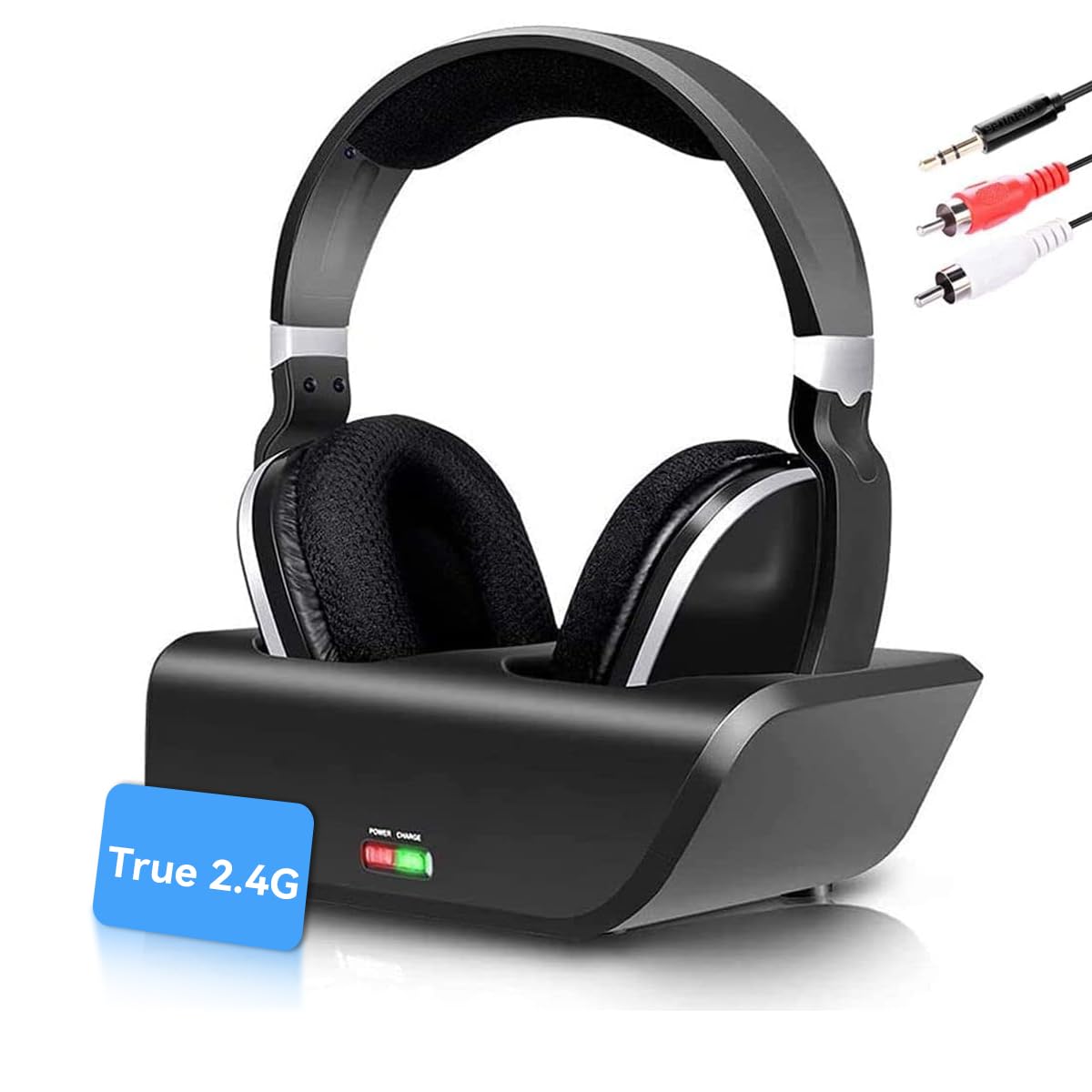 ANSTEN wireless headphones with TV setup showing plug-and-play convenience for easy watching.