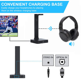 ANSTEN headphones worn on couch for immersive TV listening comfort
