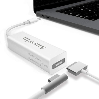 Answin front view of adapter showing MagSafe and USB‑C ports, reliable compatibility