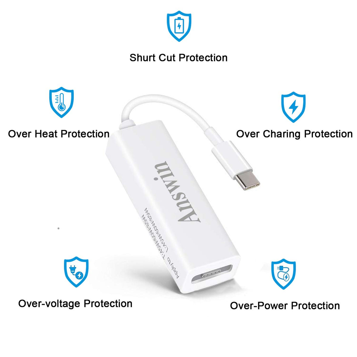 Answin adapter next to USB‑C cable for size comparison, compact travel friendly