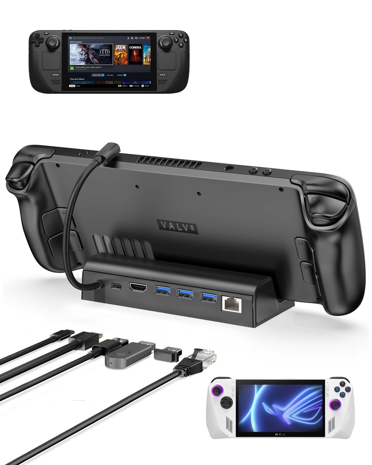 Antank 6-in-1 docking station with Steam Deck on desk for organized setup