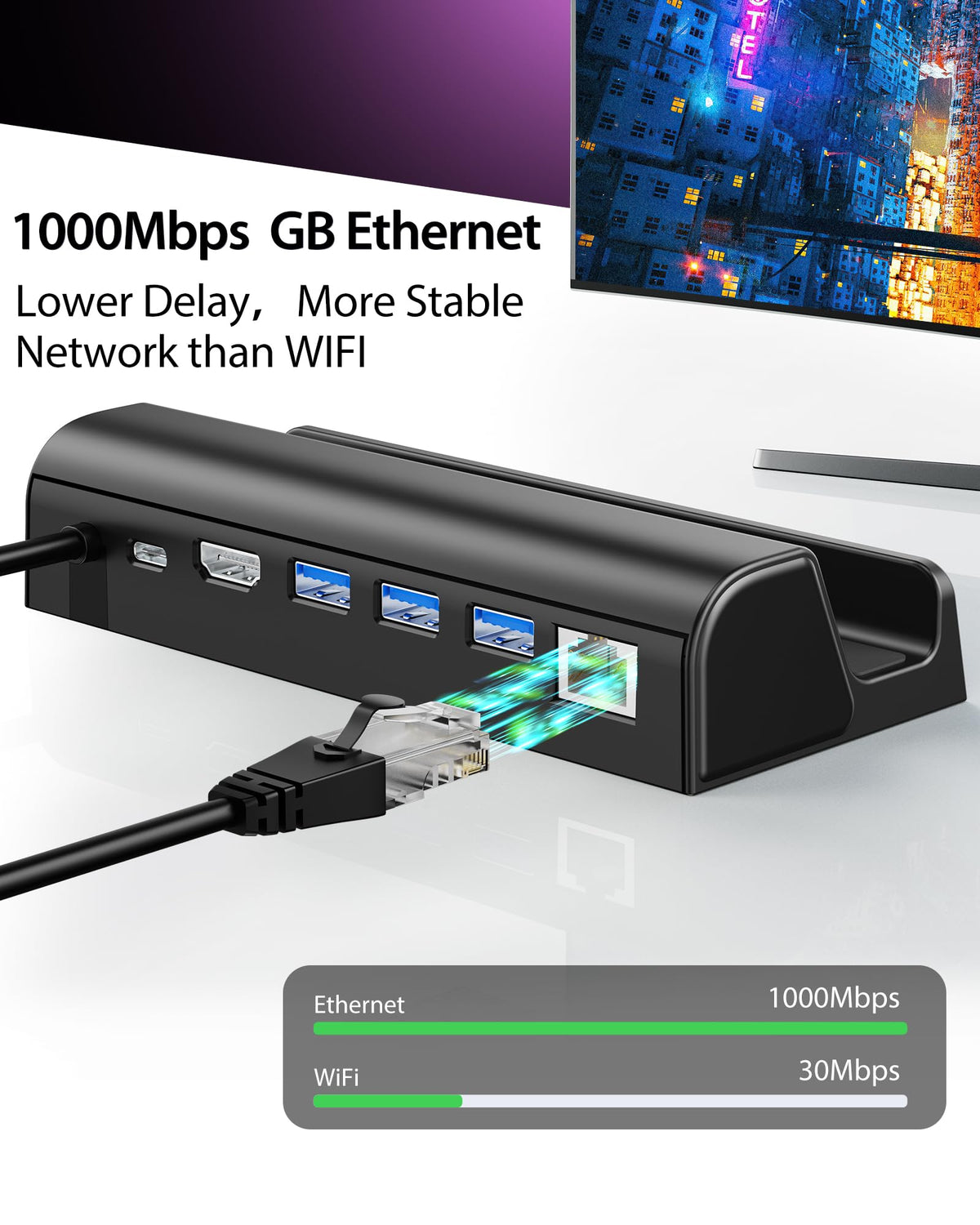 Antank docking hub shows three USB-A 3.0 ports for peripherals