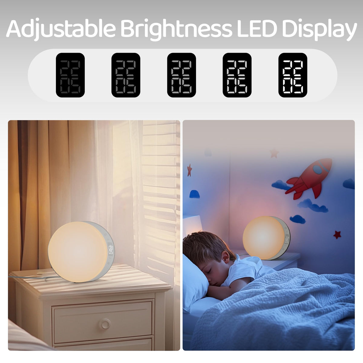 ANTDALIS sunrise clock offers 20 brightness levels for customizable lighting