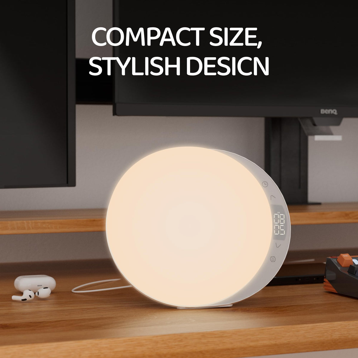 ANTDALIS alarm clock bedside lamp with snooze for heavy sleepers