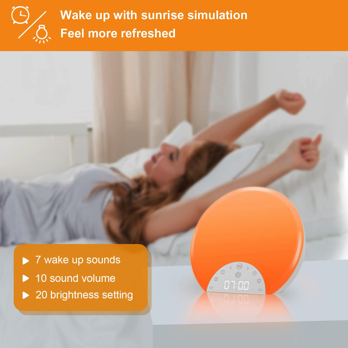 ANTDALIS dual alarms let you set two wake times with customizable sounds.