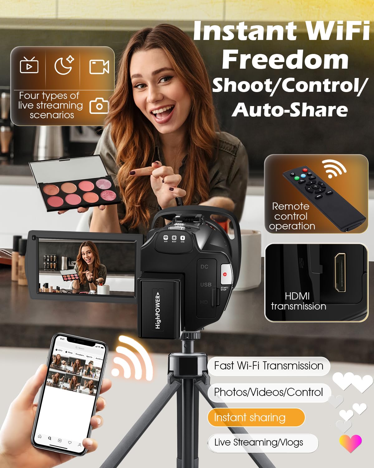 Anteam 6-axis EIS stabilizes handheld shots for smoother footage.