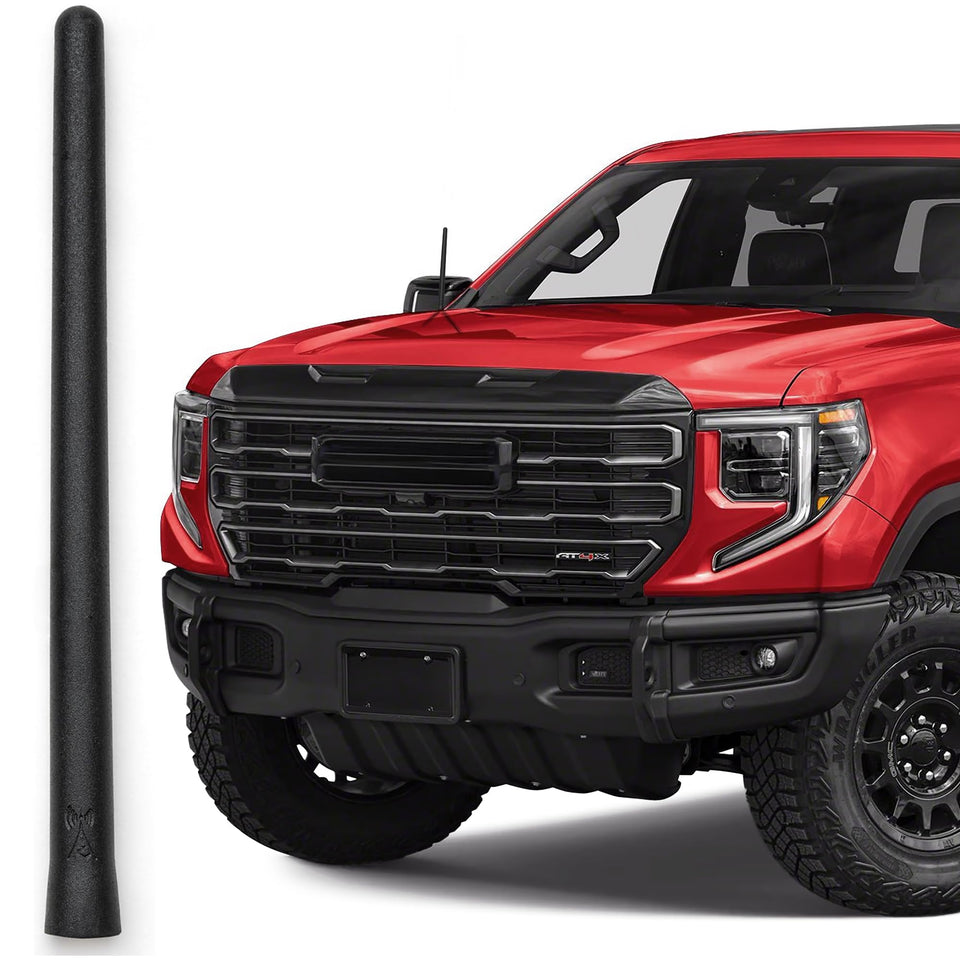 AntennaMastsRus front view on GMC Sierra 1500 showing low-profile look and improved aesthetics