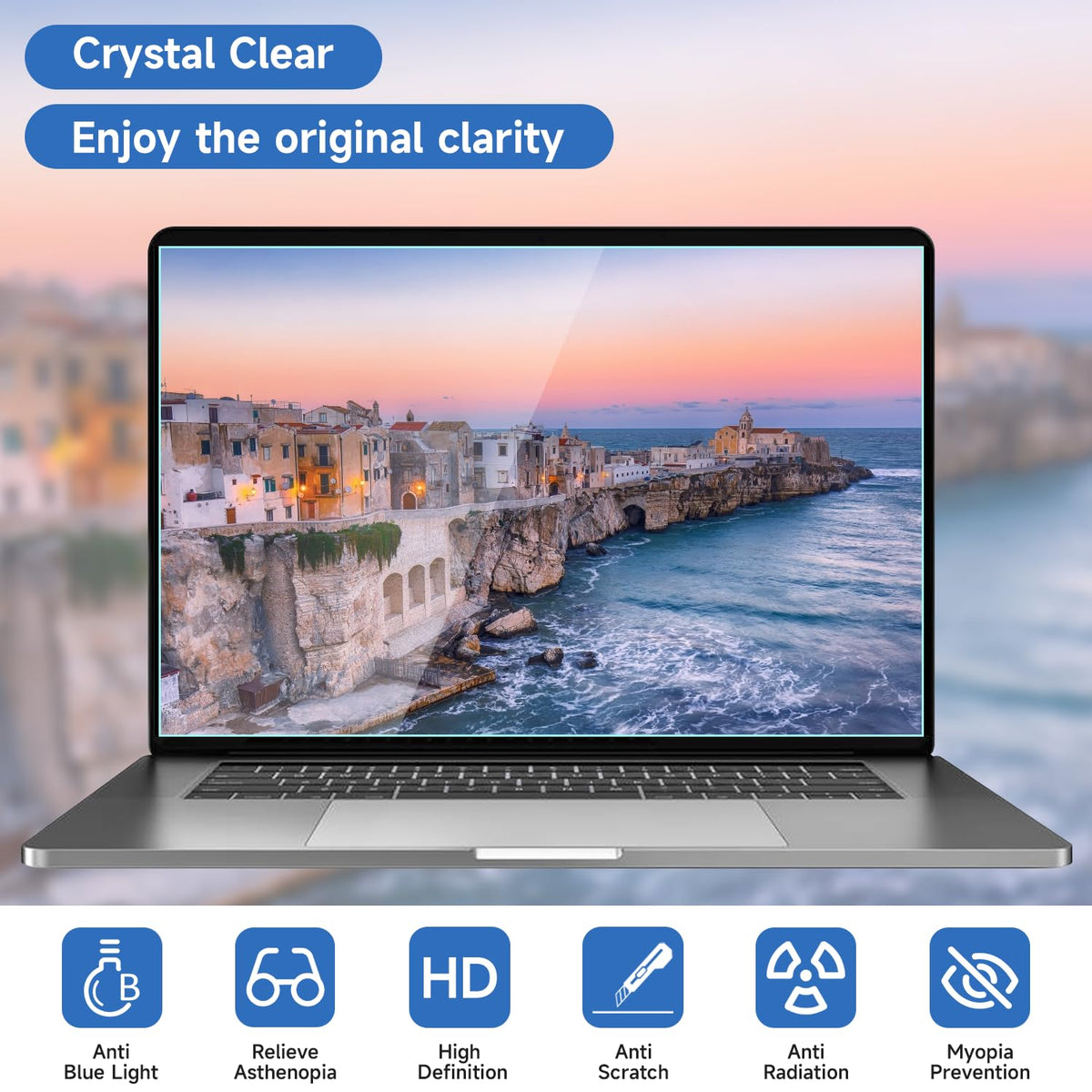 ANTGOO V touchscreen-friendly protector preserves touch response on 14-inch laptops.