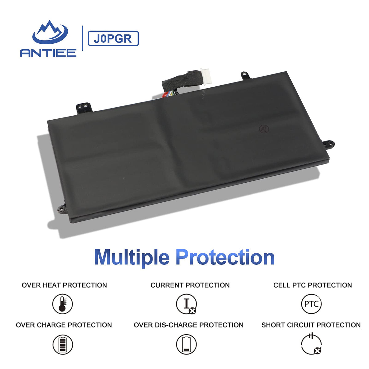 ANTIEE battery packaging label with clear specs for safe upgrade