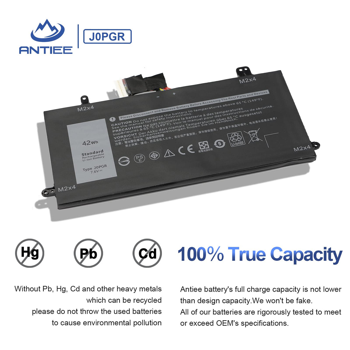 ANTIEE 42Wh battery side view for compact replacement in notebooks