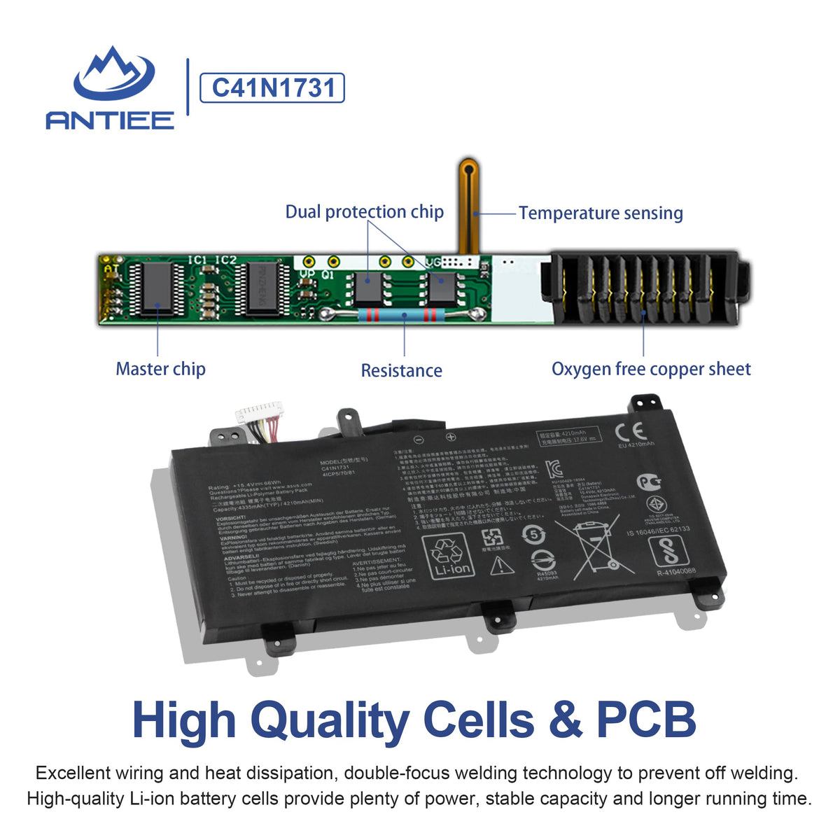 ANTIEE image of battery connector pins, ensuring secure connection and reliable charging