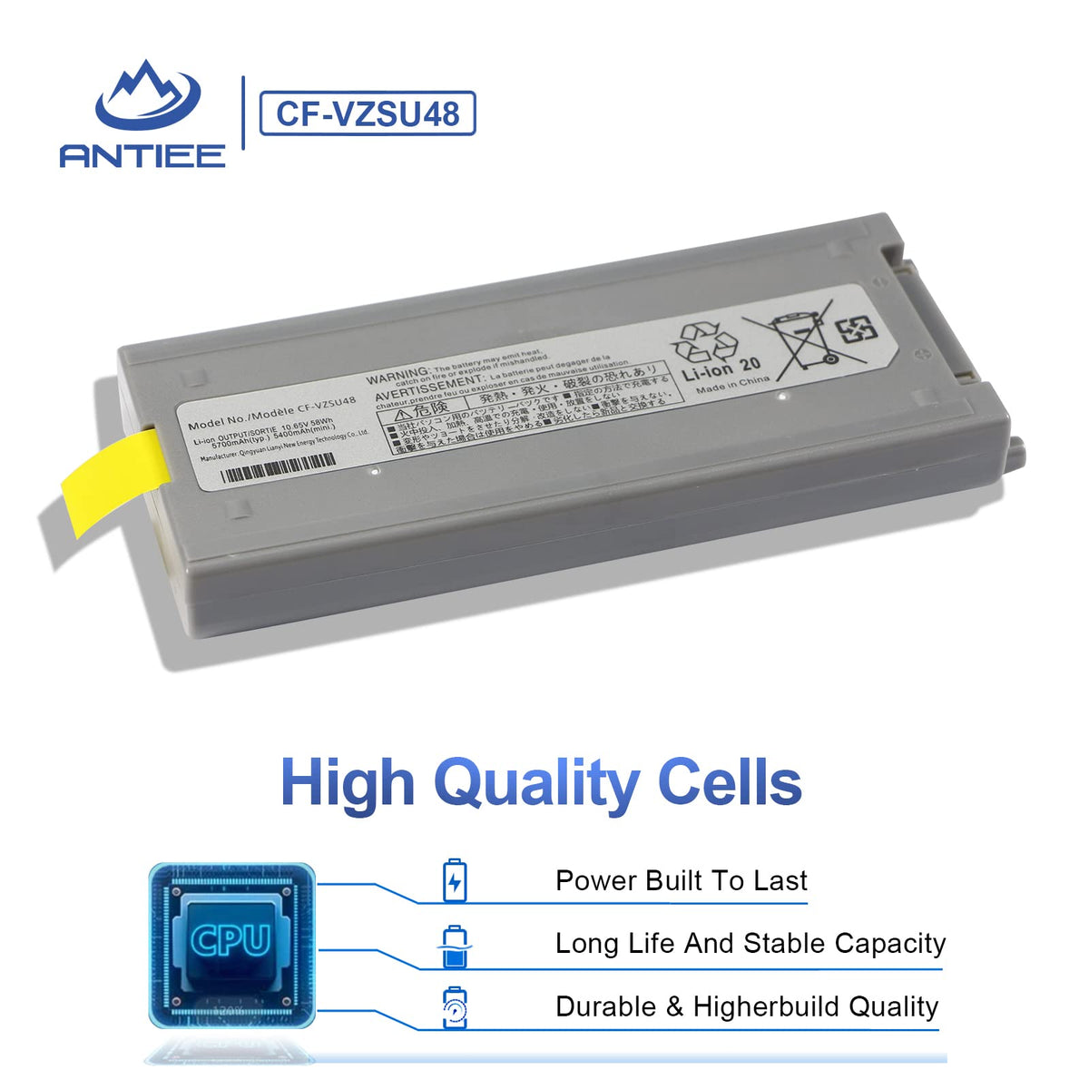 ANTIEE CF-VZSU50 battery assembly with model compatibility labels for easy matching.