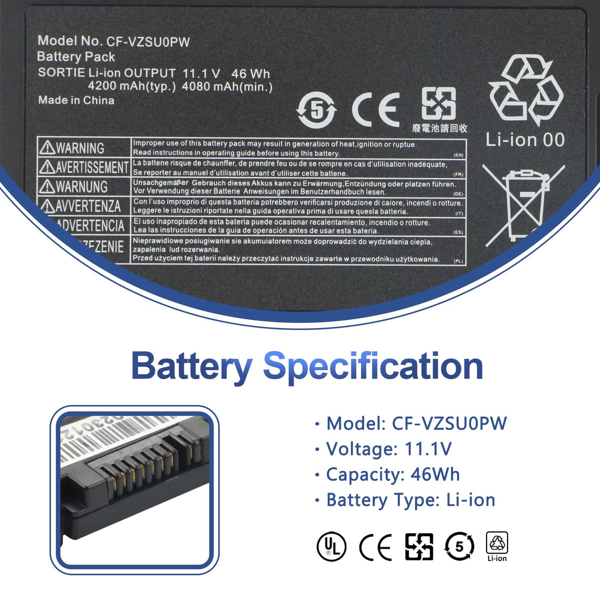 ANTIEE CF54 battery label on top highlights 46Wh capacity for longer uptime.