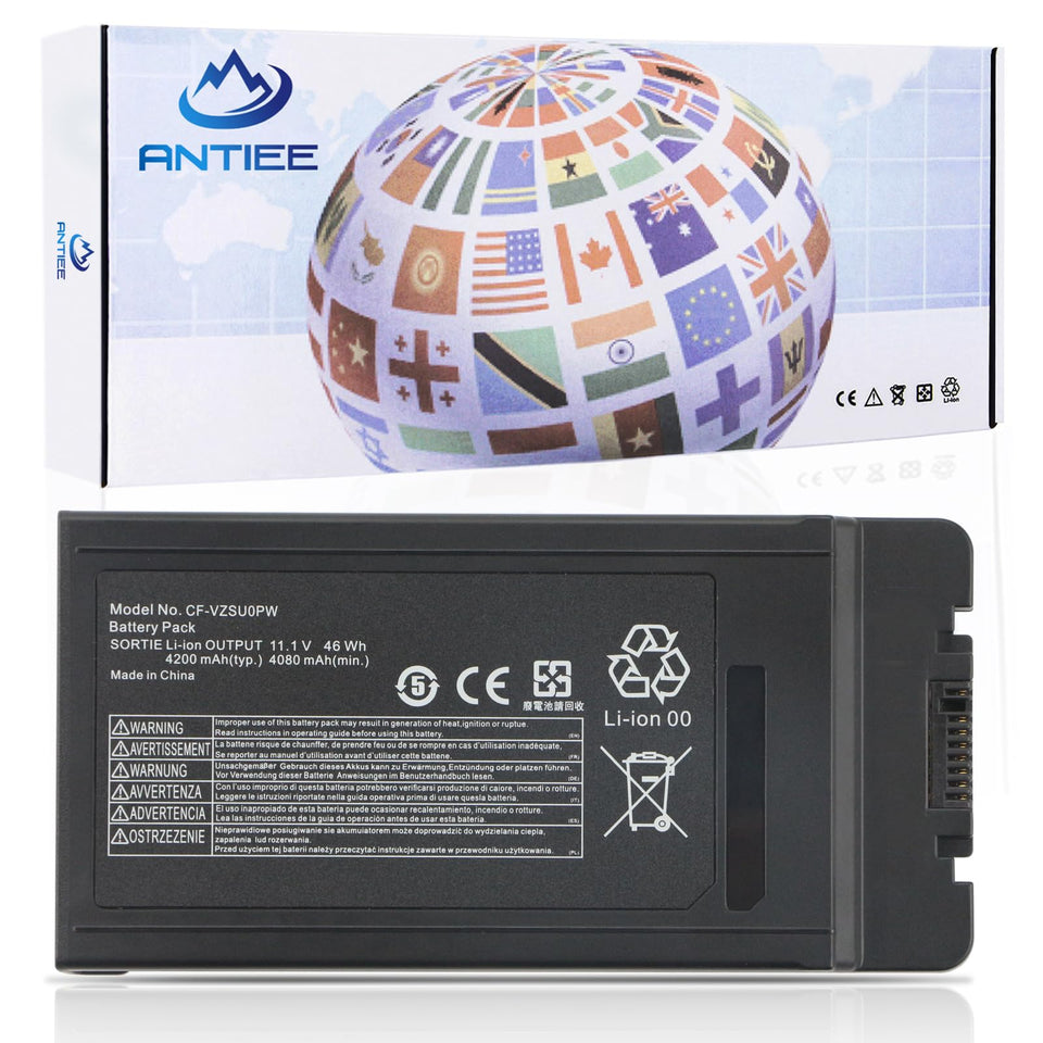 ANTIEE CF54 battery side view showing compact design for Toughbook compatibility.