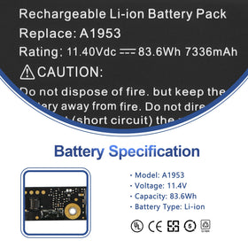 ANTIEE battery label close-up showing 83.6Wh capacity and correct 11.4V specification